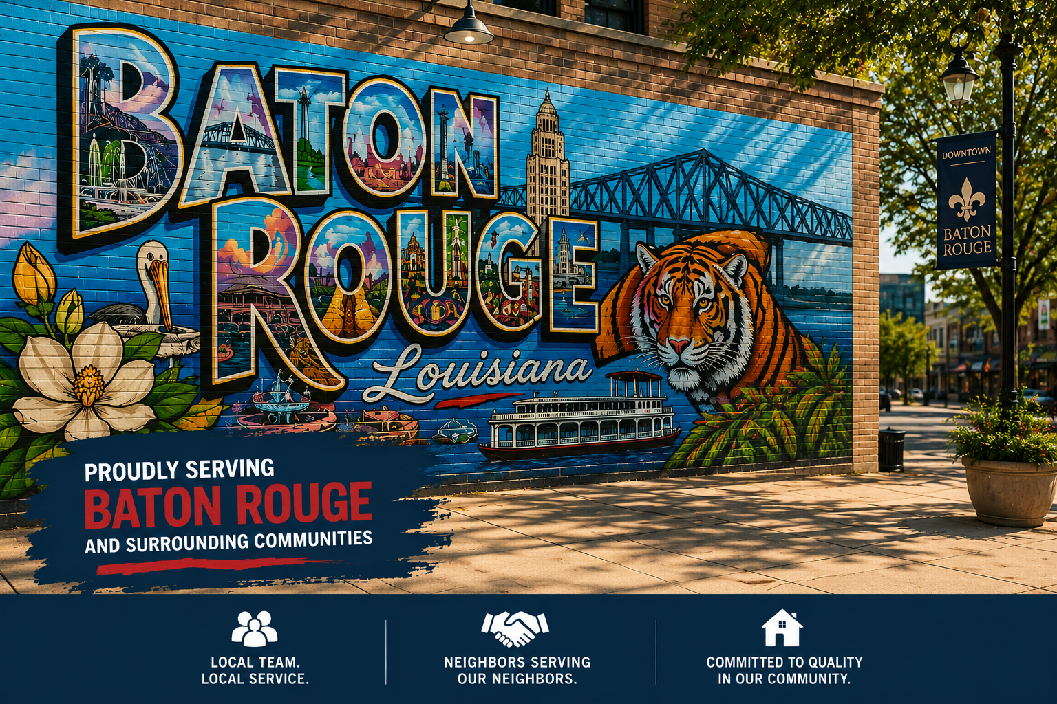 louisiana fence and stain proudly serves baton rouge and the surrounding areas. Downtown baton rouge 